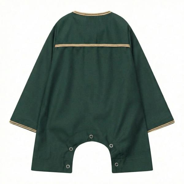 TT-003 - Baby Toddler Emirati Omani Gold Tassel Romper Thobe - Green - Thobez - 9