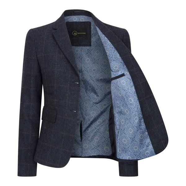 TruClothing Women's Navy Blue Tailored Fit Tweed Formal Blazer