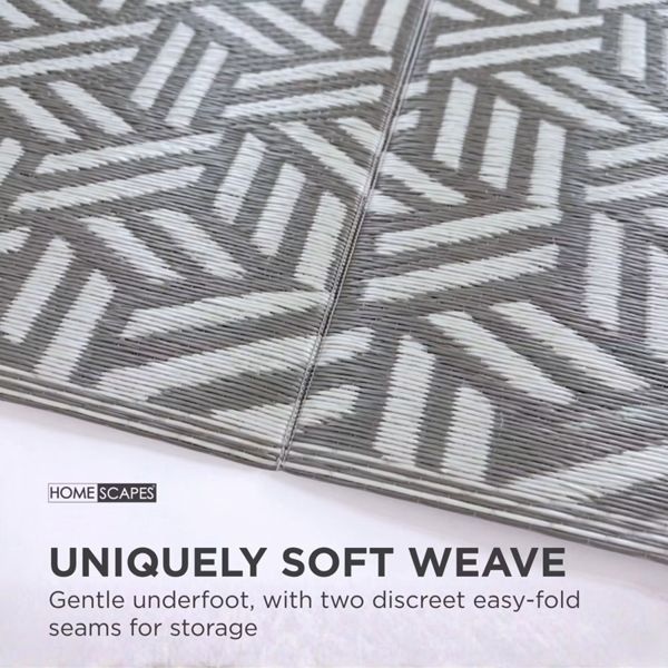 HOMESCAPES Outdoor Rug Luxury Waterproof Reversible Recycled, For Garden, Luna Geometric