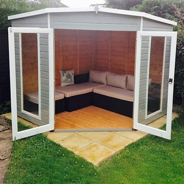 Shire Barclay 8x8 Corner Summerhouse 12mm Interlock Cladding - Best Shed