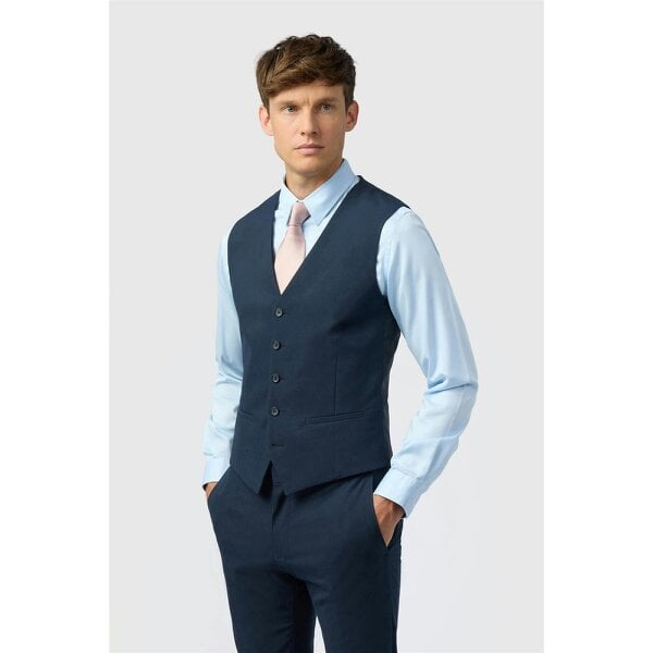 Limehaus Slim Fit Navy Stretch Waistcoat