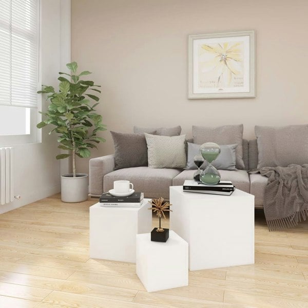 Berkfield Side Tables 3 pcs White Engineered Wood