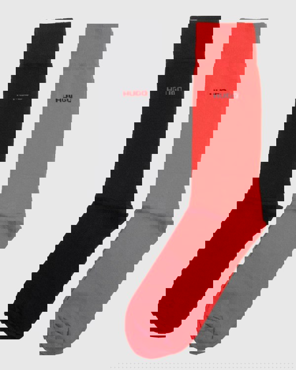 HUGO 2 Pack RS Uni Colour Mens Socks NOS - Red 693