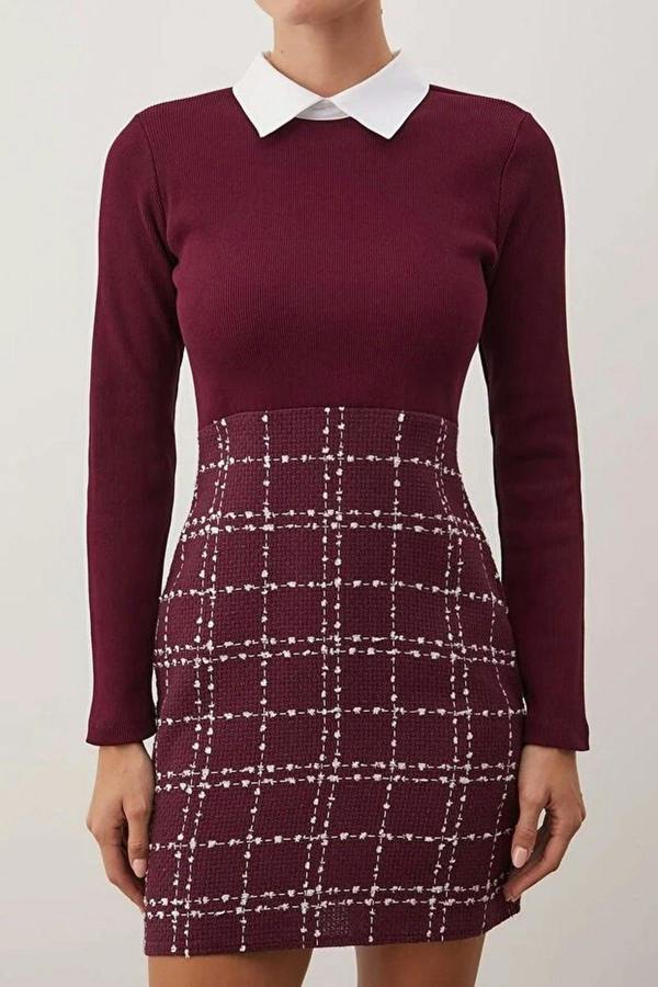 WOVCOR Tweed Argyle Woven Dress