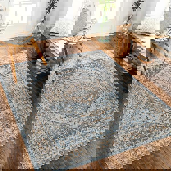 Livabliss Lillian-Washable Blue Brown Traditional Vintage Boho Rug