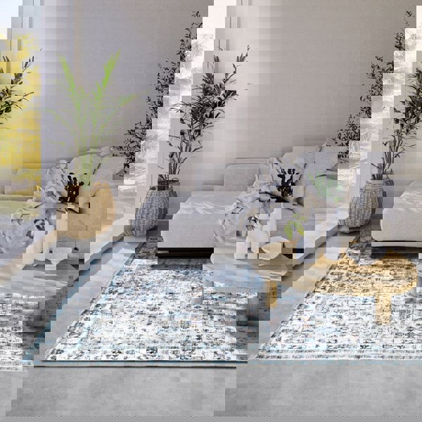 Shortpile Rug Cream & Blue Saveh – Oriental Design