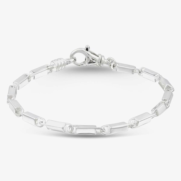 T. H. Baker Argentium Silver 7.9 Inch Rectangle Bar Chain Bracelet ARG-943041-7.9