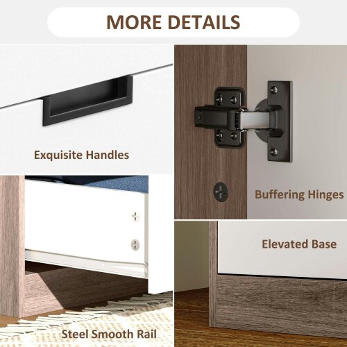 Wyld Haus Coracasa White And Brown 2 Door Wardrobe With Hanging Rail and 3 Drawer Storage Unit