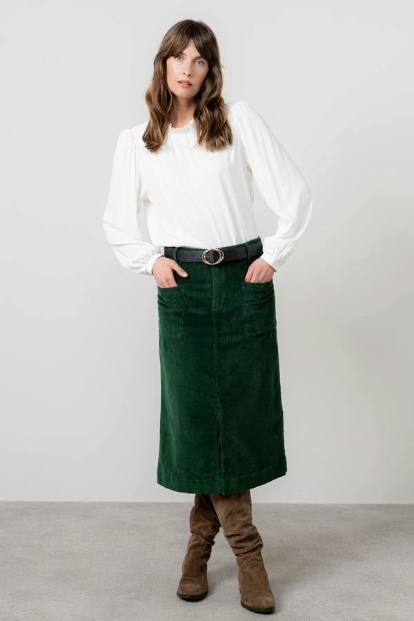 Lily & Me Rosewood Frill High Neck Top White