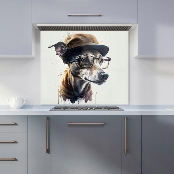 Warren Reed - Designer Whippet Dog With Glasses Splashart Kitchen Splashback