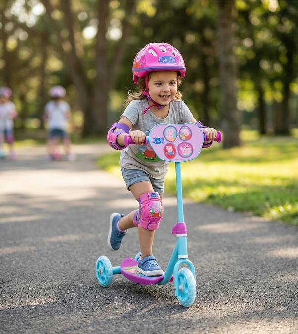 Mondo Peppa Pig 3-Wheel Kids Scooter with Stable Lean-to-Steer Design