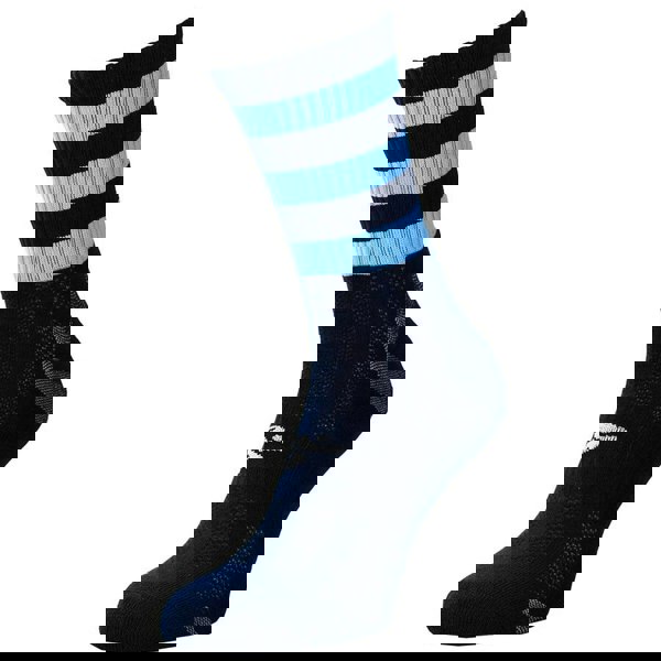 ADULT Size 7-11 Hooped Stripe Football Crew Socks NAVY/SKY BLUE Training Ankle