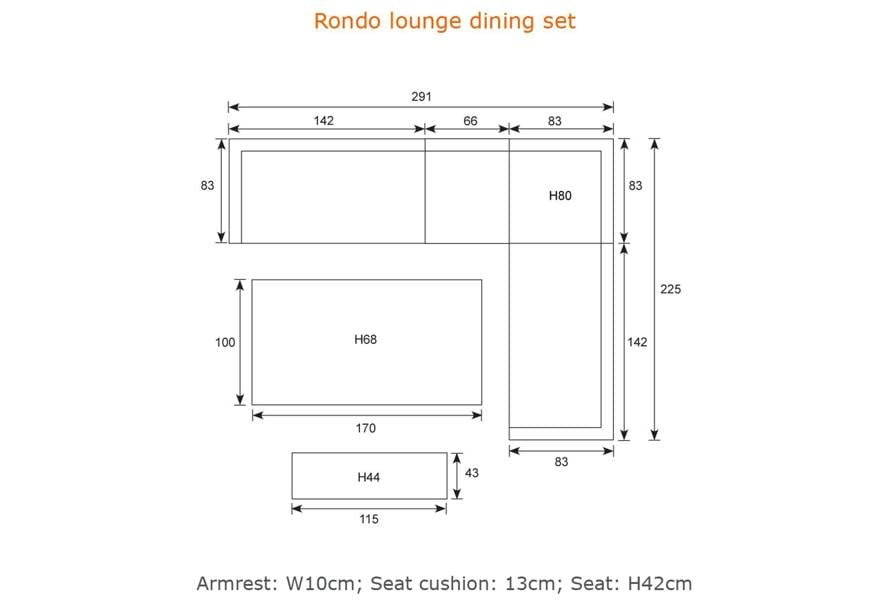 Garden Impressions Rondo - Large Garden Lounge Corner Sofa Group with Bench and Dining Table