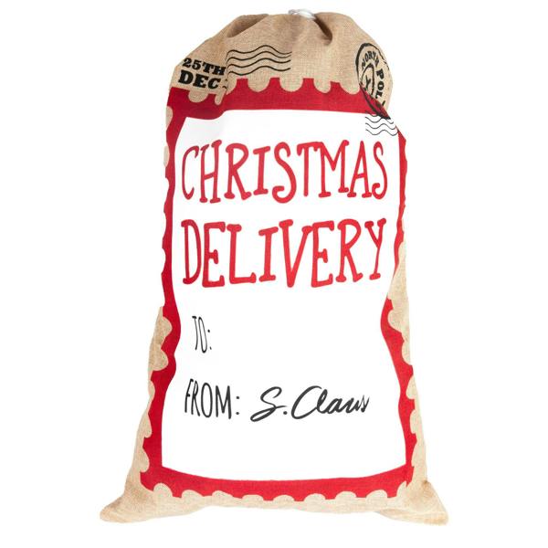 48cm White Christmas Delivery Santa Sack with Drawstring Hessian Gift Bag image 8