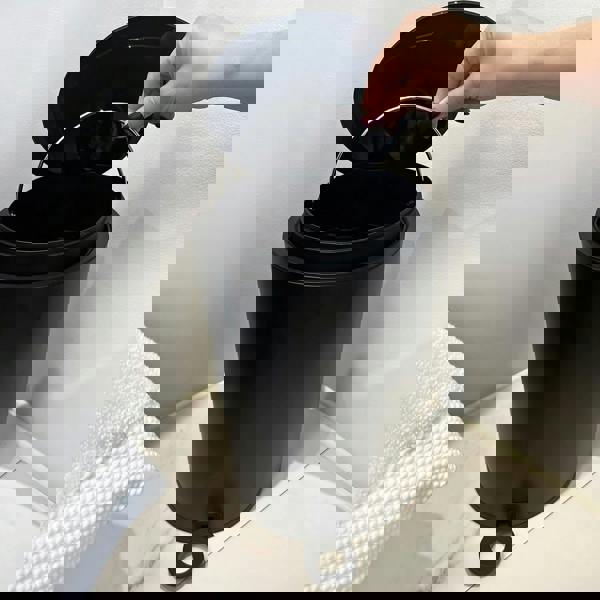 Smedbo Black Stainless Steel 6L Bathroom Pedal Bin with Easy Clean Inner Liner