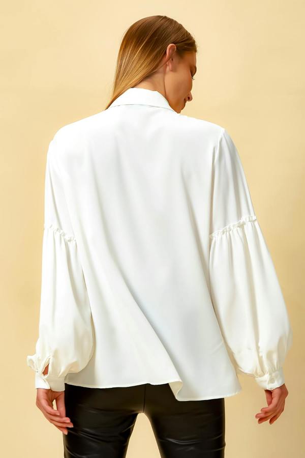 Hoxton Gal Patchwork Sleeves Shirt in White