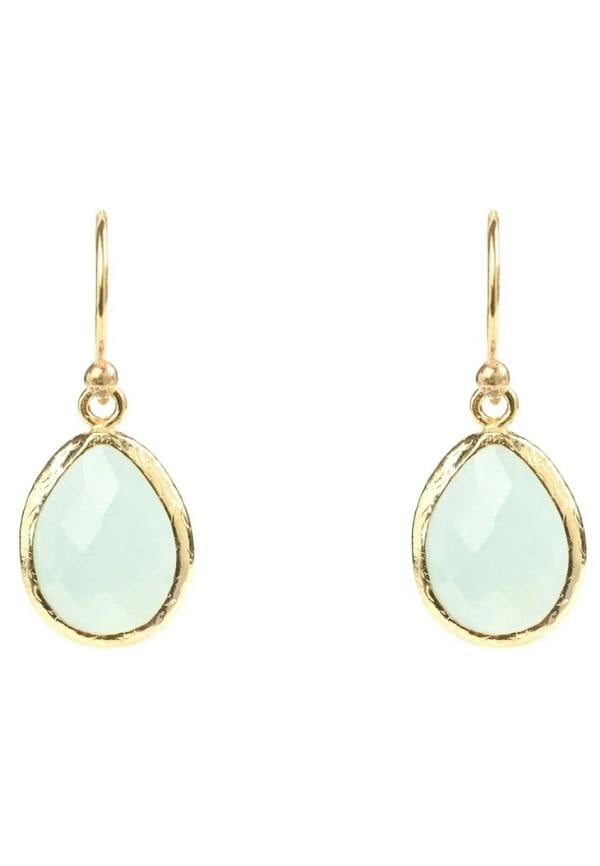 Petite Drop Earrings Aqua Chalcedony Gold - LATELITA Earrings