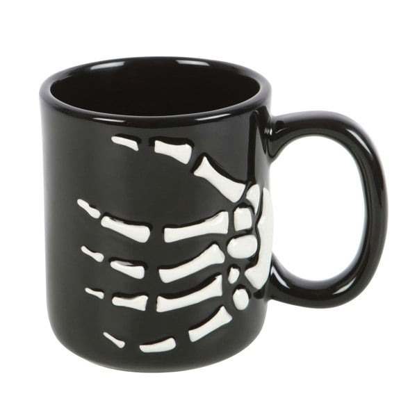 Something Different Bats And Bones Skeleton Hand Mug - Black/White