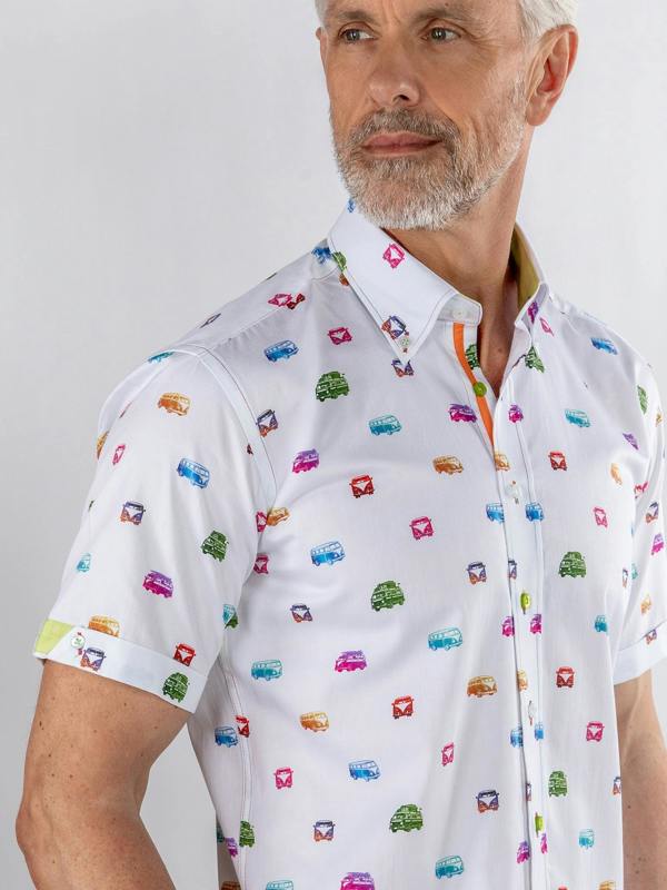 NEON MULTICOLOUR CAMPER VAN PRINTED SHORT SLEEVE - Claudio Lugli Shirts