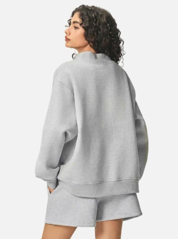Anniou Heavyweight Fleece Mock Neck Pullover