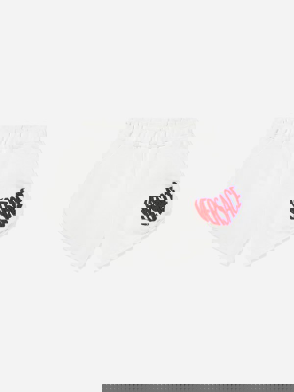 Versace Girls Embroidered Logo Shorts in White