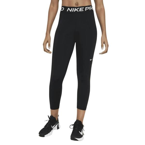 Nike Pro Black Mid-Rise Crop Mesh Panel Leggings