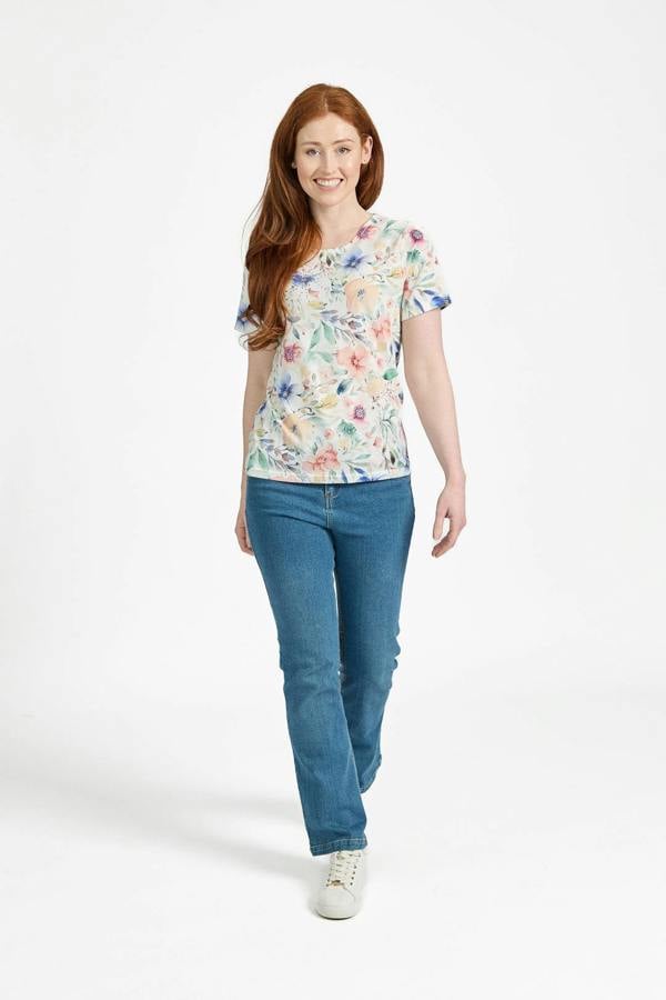 Mudflower Floral Print Water-Colour Effect Top