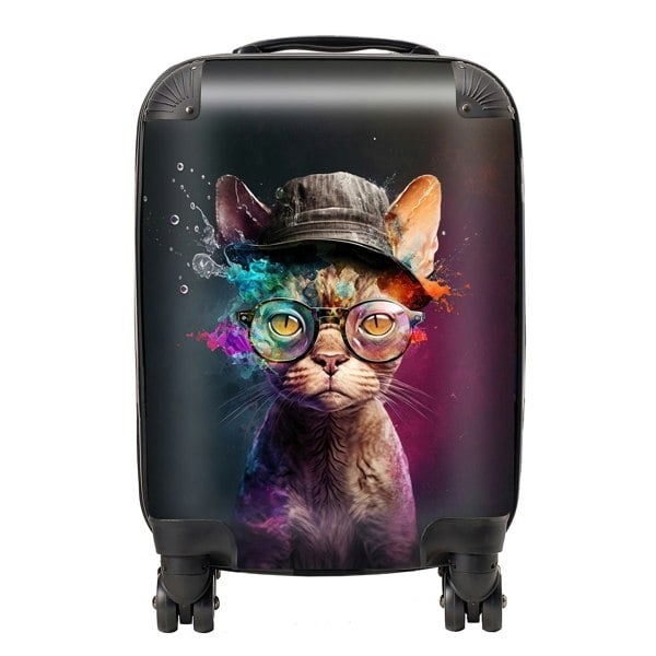 Warren Reed Devon Rex Cat With Hat Splashart Suitcase