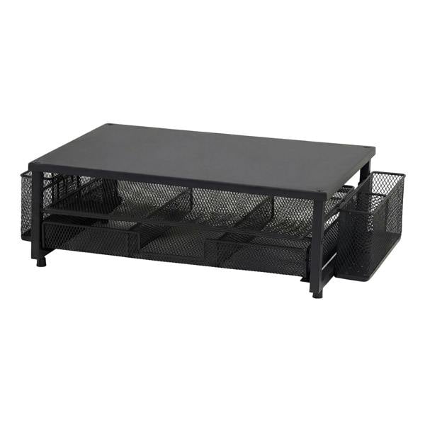 Levede Monitor Riser Desk Organiser with Drawer Metal Monitor Stand Black
