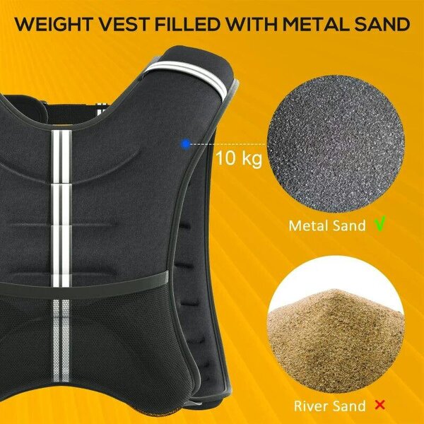 10KG Weighted Vest, Running Weight Vest with Adjustable Strap, Convenient Pocket and Reflective Strips for Men and Women