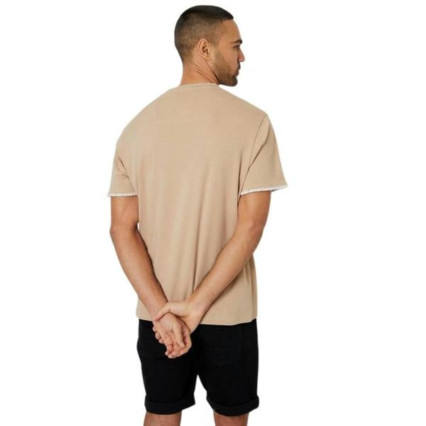 Threadbare Mens Perth Knitted T-Shirt - Stone/Ecru - 