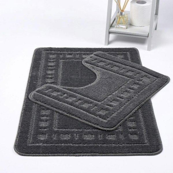 HomeSpace Direct Diem 2pc Anti- Slip Bath Mat and Pedestal Set