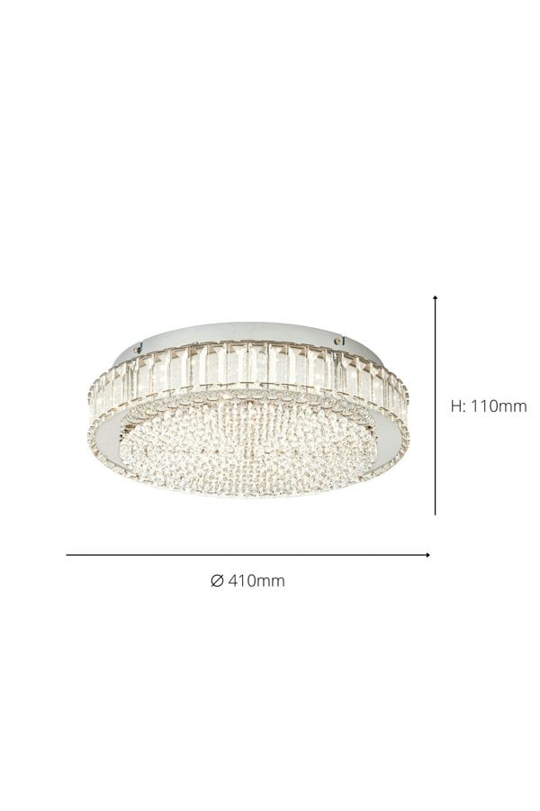 EGLO Balparda Chrome Crystal LED Ceiing Light, (D) 41cm