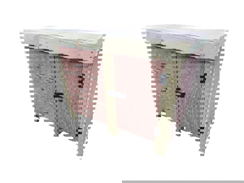 Arbor Garden Solutions Wooden Eucalyptus hardwood top workbench, cabinet with lockable cupboard (V.3) double shelf