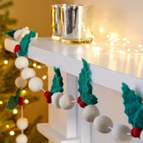 Paper High Felt Holly Christmas Garland