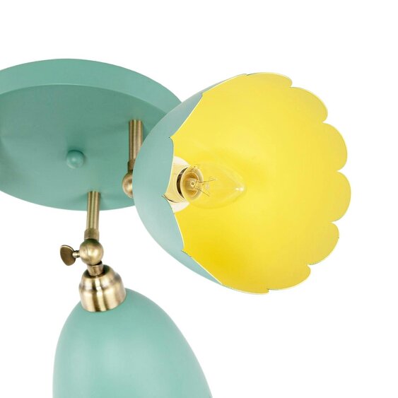 Happy Homewares Modern Pale Sage Green Ceiling Spotlight Fitting with Scalloped Shades