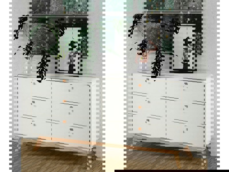 Dorel Home Cassie Chest 3+3Drawers WhiteWhite 150x39x74cm