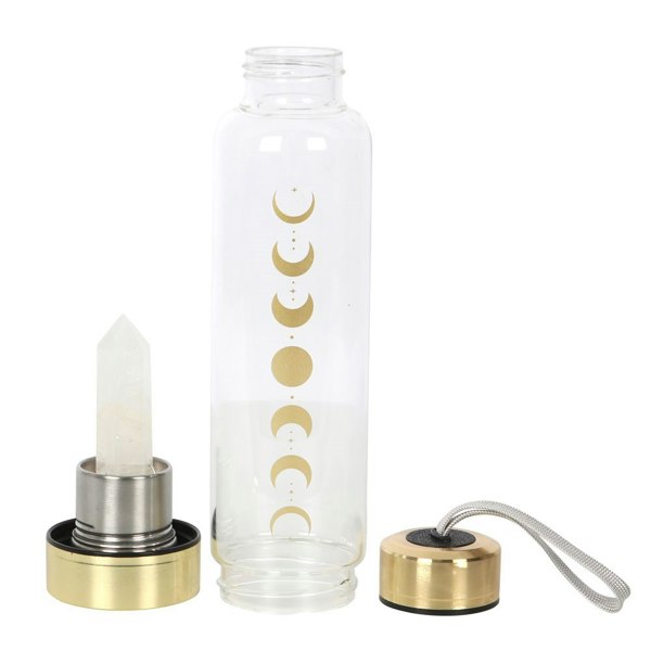 Something Different Moon Phases Quartz Water Bottle - Clear/Gold