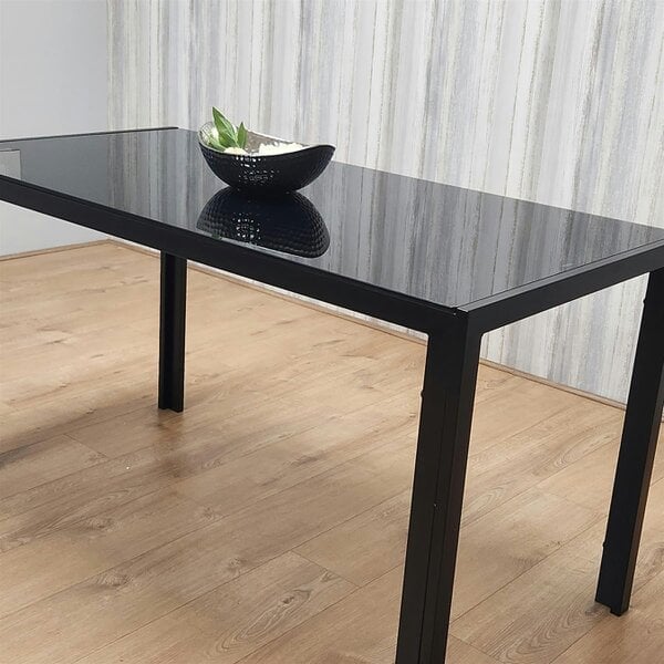 Kosy Koala Dining Table Black Glass Kitchen Place for 4 Seats, Dining Table Only (Black H 75 x L 120 x W 70 cm)