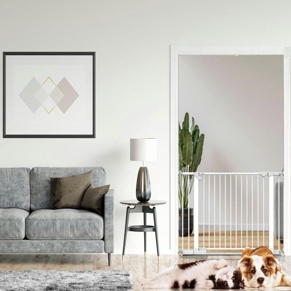 Bettacare SafeStep Dog Gate, White, 89cm - 96cm, Extra Low Walkthough, 74cm Extra Wide Doorway, One Piece Extra Wide Pet Gate