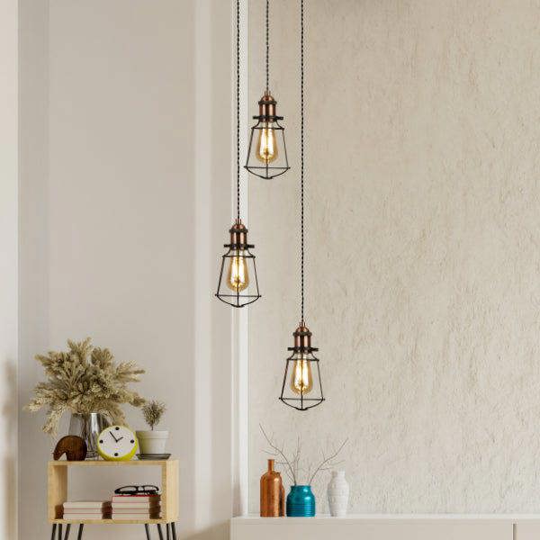 Pagazzi Lighting Burns 3 Light Copper & Black Ceiling Pendant