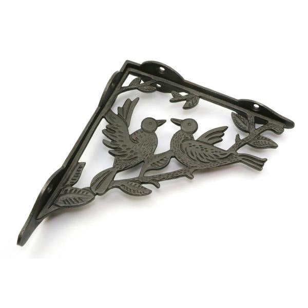 Pair of Antique Cast Iron Decorative 2 Bird Shelf Brackets - 180mm x 210mm