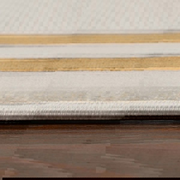 Bordered Living Room rug, gold-cream colours, stain-resistant and non-shedding