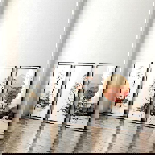 Living Room Wall Decor | Set of 3 Asian Inspired Wall art Prints