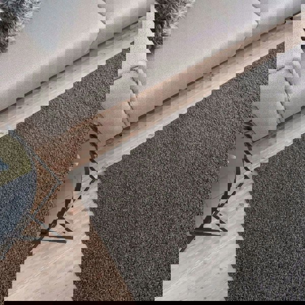 Dark Grey Shaggy Rug High quality Plain Design