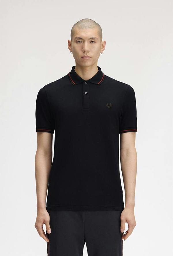 Fred Perry Twin Tipped Polo Shirt - Navy / Brandy