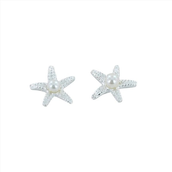 Sterling Silver Starfish Pearl Stud Earring - Reeves & Reeves