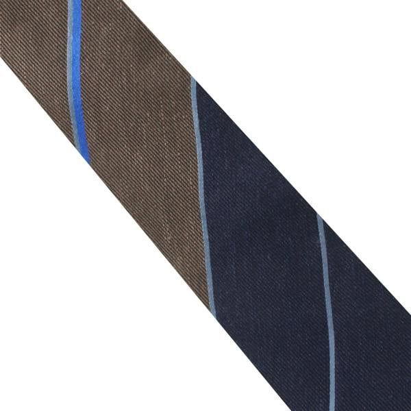 Dunhill luxurious wool and silk blend tie in a block stripe pattern