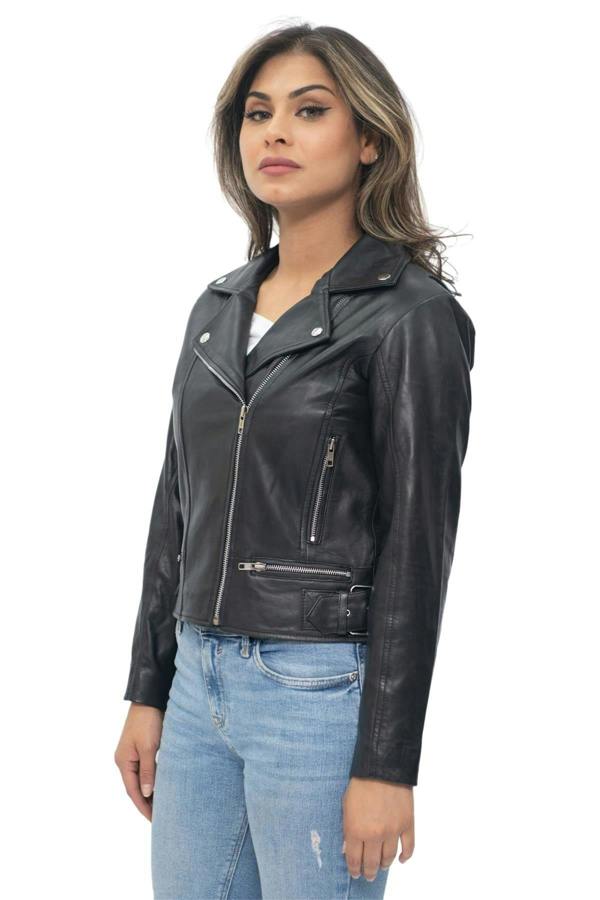 Infinity Leather Womens Leather Biker Jacket-Stockholm