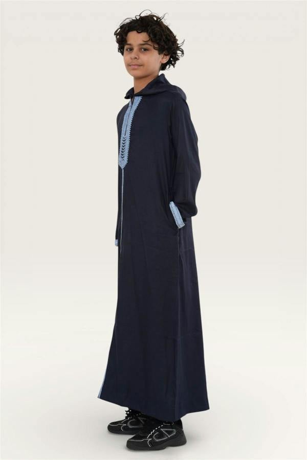 Infinity Leather Kids Boys Eid Hooded Moroccan Thobe Robe Djellaba Ramadan Jubba- K-HM3
